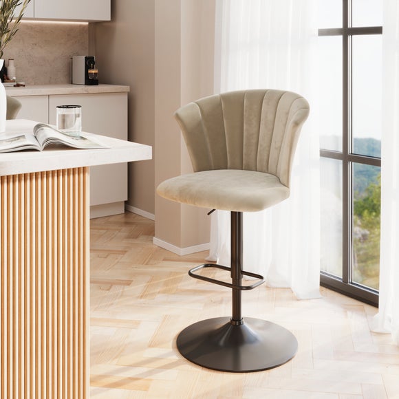 Kendall Bar Stool with Black Legs, Velvet