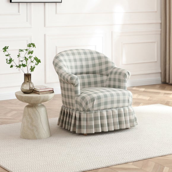 Goldie Frill Gingham Check Print Accent Chair