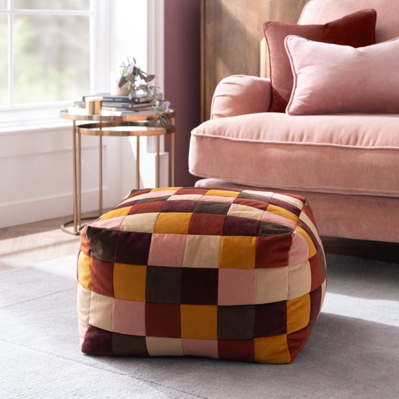 Eliza Patchwork Cube Pouffe