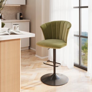 Kendall Bar Stool With Black Legs- Velvet