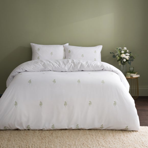 Izara Embroidered Microfibre Duvet Cover & Pillowcase Set