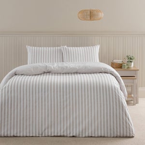 Durham Textured Stripe 100 Cotton Duvet Cover & Pillowcase Set