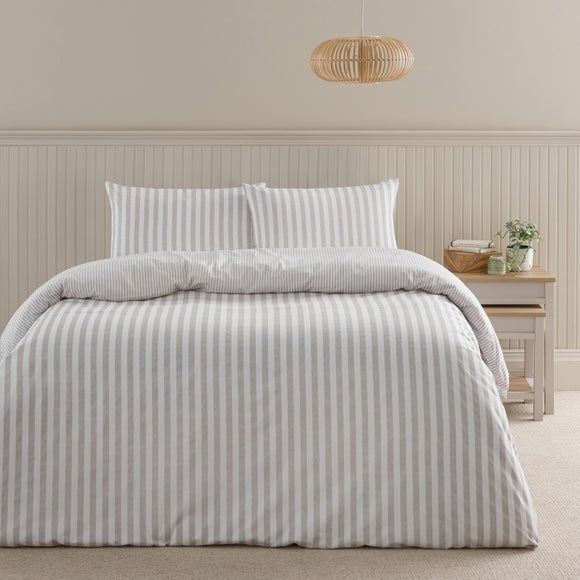 Durham Textured Stripe 100% Cotton Duvet Cover & Pillowcase Set