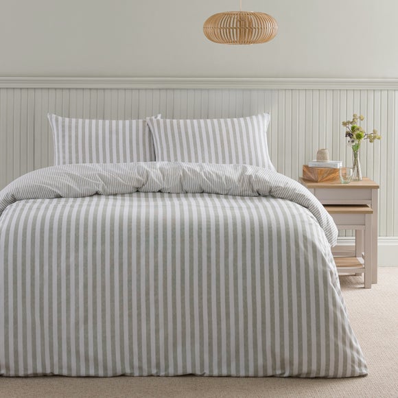 Durham Textured Stripe 100% Cotton Duvet Cover & Pillowcase Set