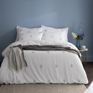 Izara Embroidered Microfibre Duvet Cover & Pillowcase Set