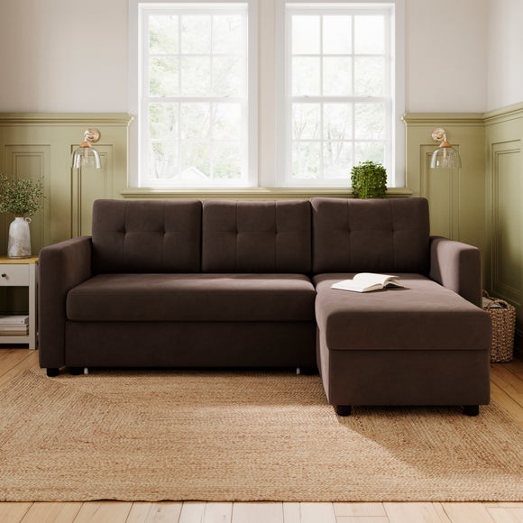 View Barker Velvet Trundle Corner Chaise Sofa Bed View Barker Velvet Trundle Corner Chaise Sofa Bed