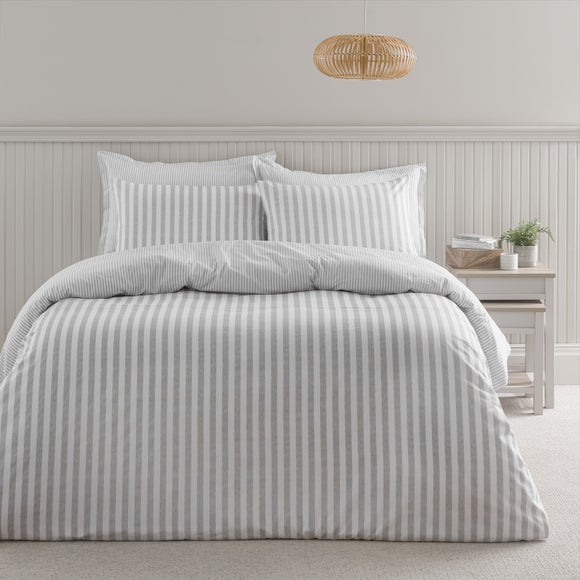 Durham Textured Stripe 100% Cotton Duvet Cover & Pillowcase Set