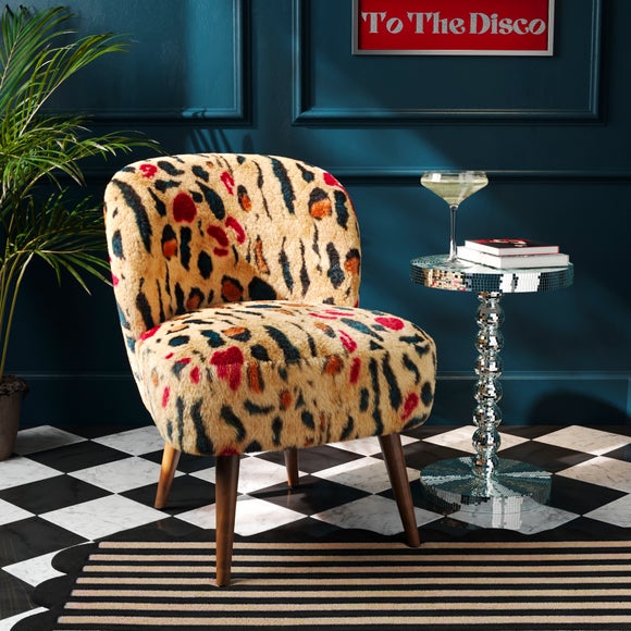 Elsie Leopard Brights Faux Fur Cocktail Chair