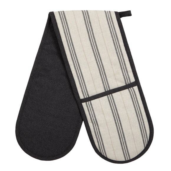 Photo of graphic pad woven stripe terry reversible double oven glove