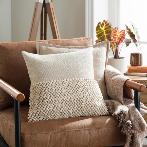 Jersey Bobble Half Banded Cotton Square Cushion