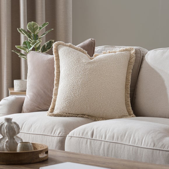 Boucle Fringe Square Cushion