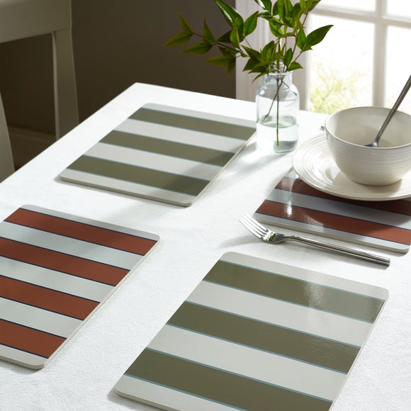 Pack of 4 Stripe Reversible Corkback Placemats
