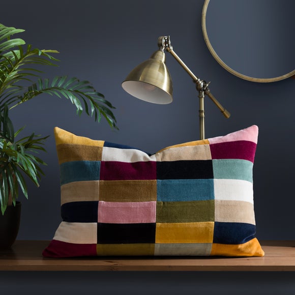 Clara Patchwork Velvet Rectangle Cushion