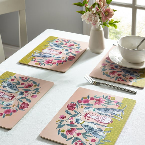 Pack of 4 Floral Dogs Placemats