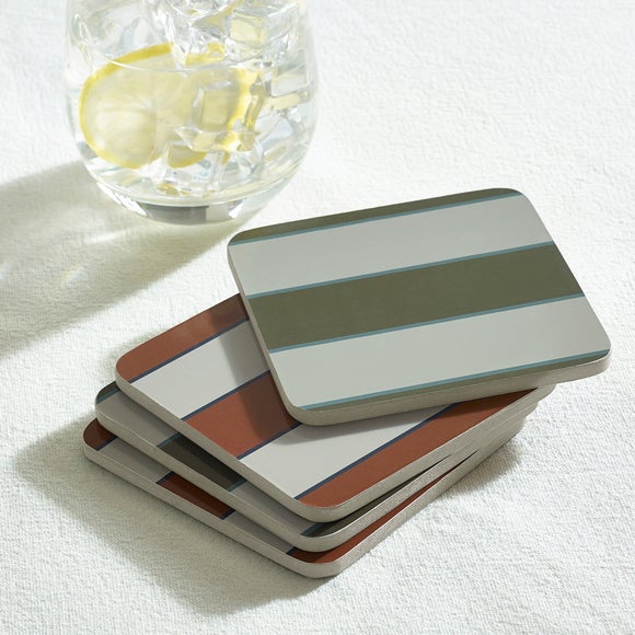 Pack of 4 Stripe Reversible Corkback Coasters