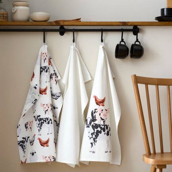 Pack of 3 Farm Animal Tea Towel