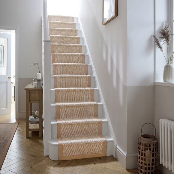 View Sisal Look Washable Border Stair Runner View Sisal Look Washable Border Stair Runner