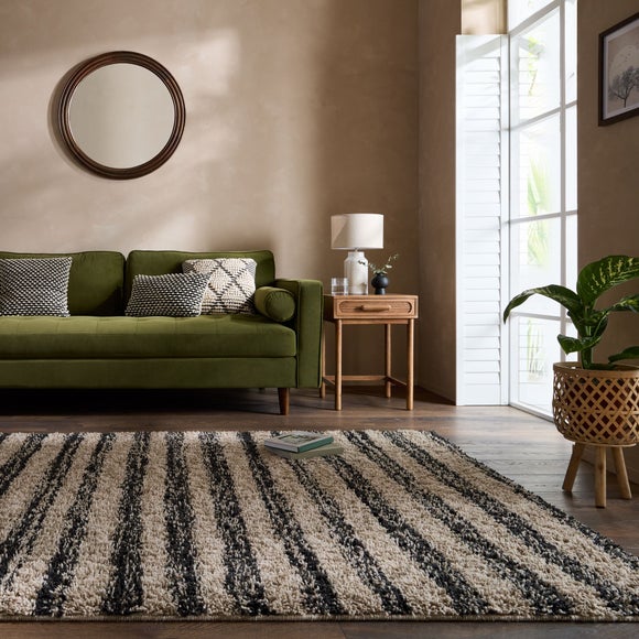 Arven Striped Wool-Look Shaggy Rug
