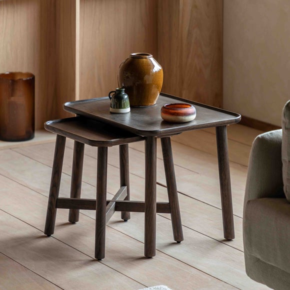 Kalia Nest of Side Tables, Oak Effect