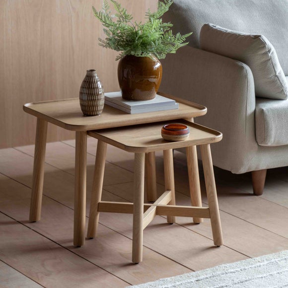 Kalia Nest of Side Tables, Oak Effect