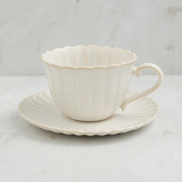Camille Scalloped Teacup and Saucer