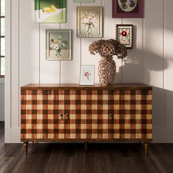 Posie Gingham Wide Sideboard, Mango Wood