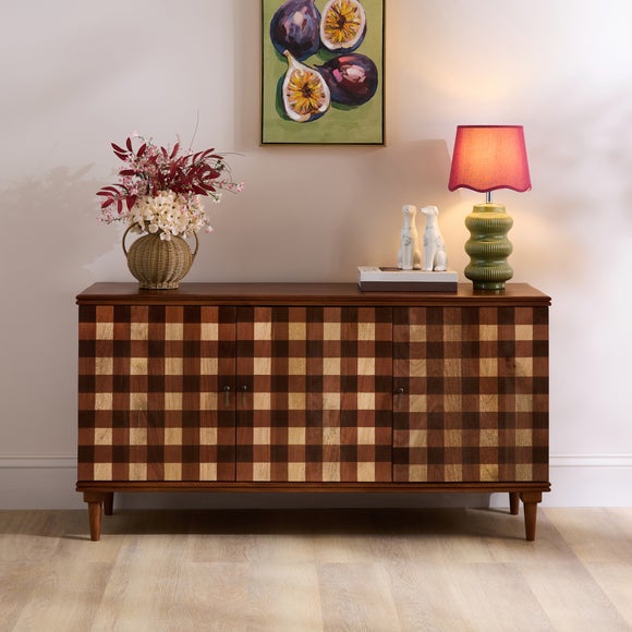 Posie Gingham Wide Sideboard, Mango Wood