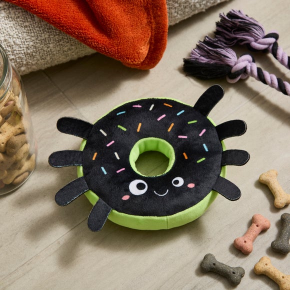 Spooky Spider Donut Plush Dog Toy