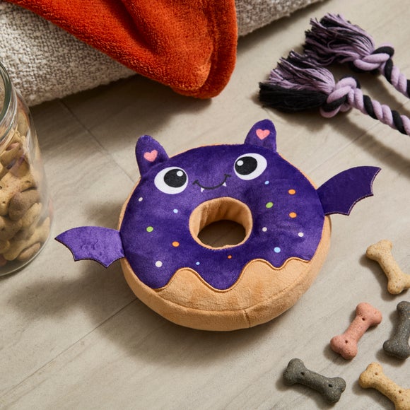 Spooky Bat Donut Plush Dog Toy