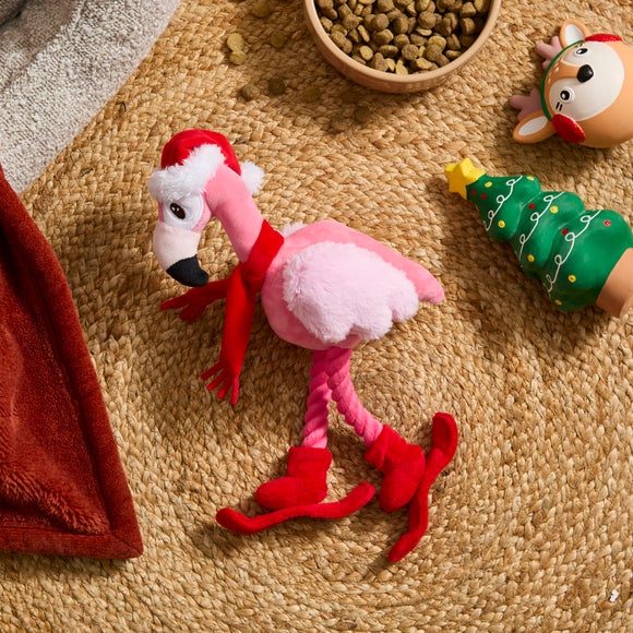 Plush Christmas Flamingo Pet Toy