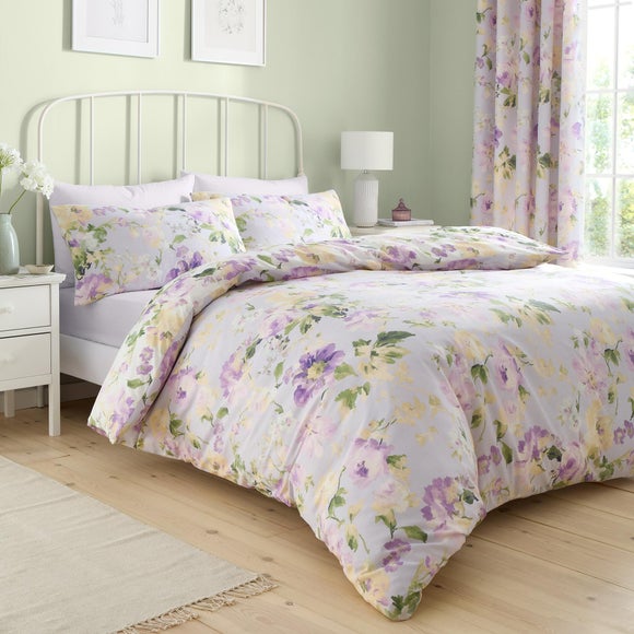 View Dreams N Drapes Flourette Polycotton Duvet Cover & Pillowcase Set