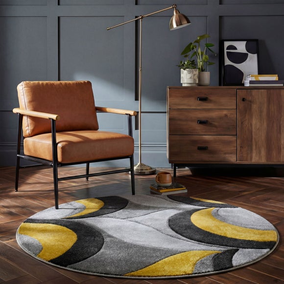Mirage Demi Abstract Curve Round Rug