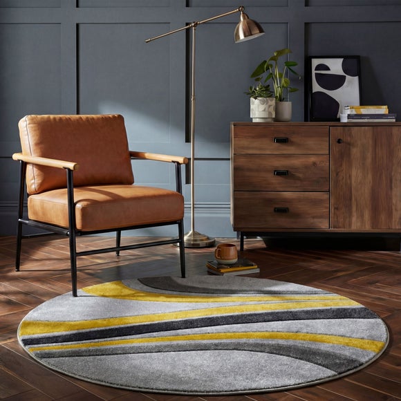 Mirage Flow Abstract Swirl Round Rug