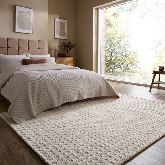 Textured Grid Checked Rug