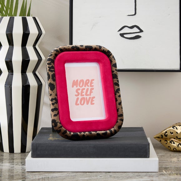 Hot Pink & Leopard Print Rounded Corner Photo Frame