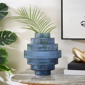 Ribbed Stepped Glass Vase