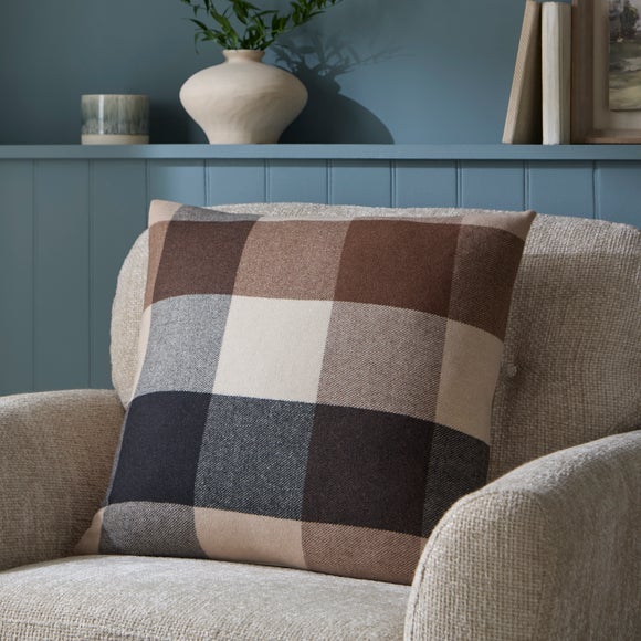 Deddington Check Wool Square Cushion