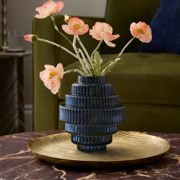 Ribbed Stepped Glass Vase