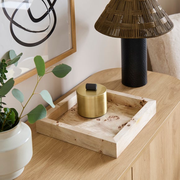Burled Wood Veneer Square Tray