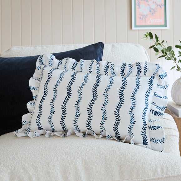 View Trailing Leaves Frilled Rectangle Cushion Cover View Trailing Leaves Frilled Rectangle Cushion Cover