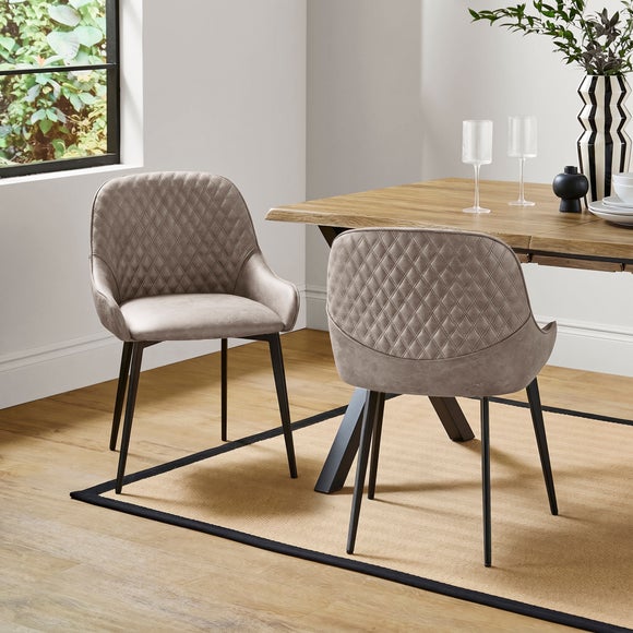 Hudson Set of 2 Dining Chairs, Faux Leather