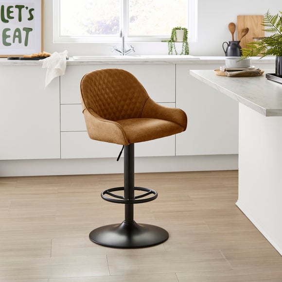 Hudson Height Adjustable Bar Stool, Faux Leather