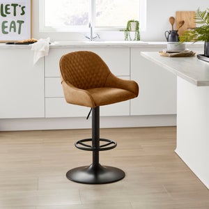 Hudson Height Adjustable Bar Stool- Faux Leather