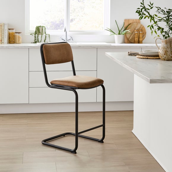 Draper Cantilever Barstool, Faux Leather