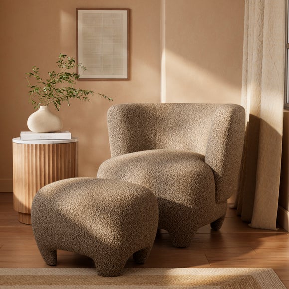 Rhetta Sherpa Chair and Footstool