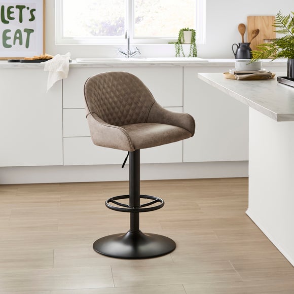 View Hudson Height Adjustable Bar Stool- Faux Leather View Hudson Height Adjustable Bar Stool- Faux Leather