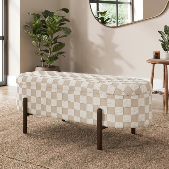 Marley Checkerboard Chenille Storage Ottoman