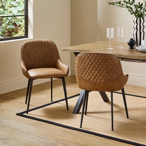 Hudson Set of 2 Dining Chairs, Faux Leather