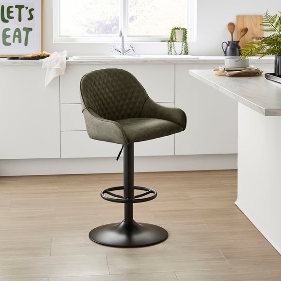 View Hudson Height Adjustable Bar Stool- Faux Leather View Hudson Height Adjustable Bar Stool- Faux Leather