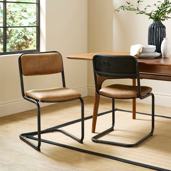 Draper Cantilever Dining Chair, Faux Leather